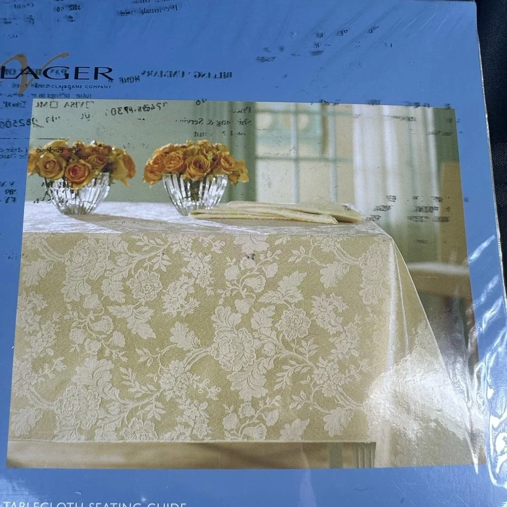 Tablecloth Liz Claiborne White Damask Rectangle 60x84 Villager Cotton Blend Vtg